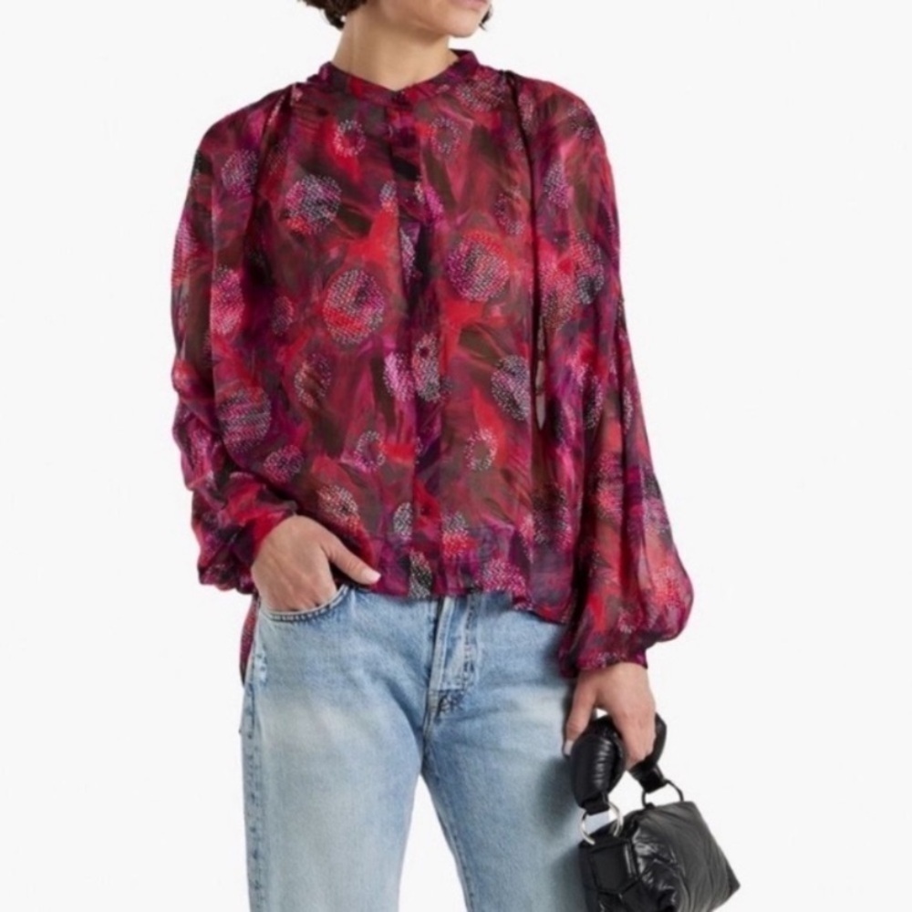 IRO Paulhi printed fil coupé silk-blend chiffon blouse
